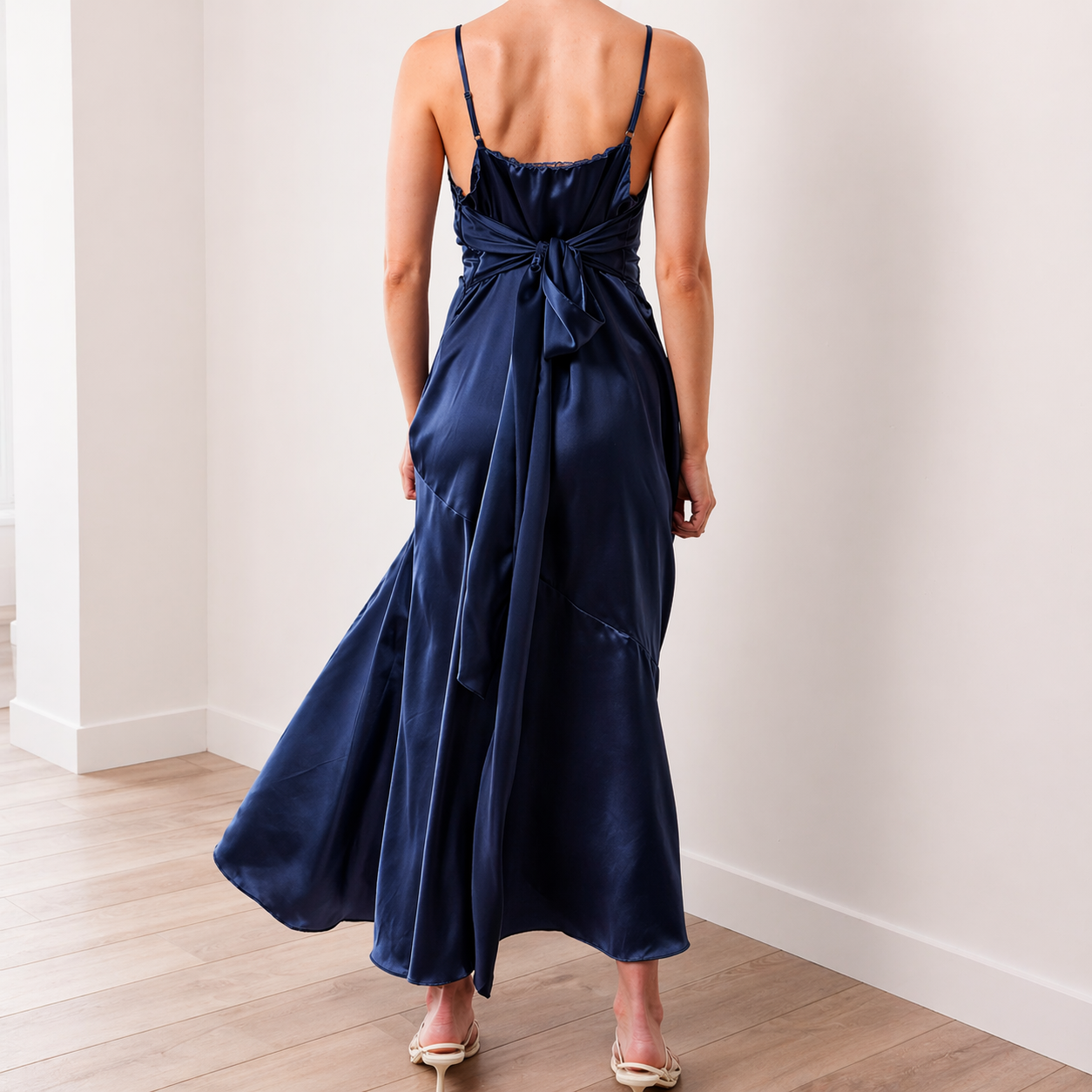 THE AIRA BIAS SATIN SCARF DRESS