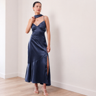 THE AIRA BIAS SATIN SCARF DRESS