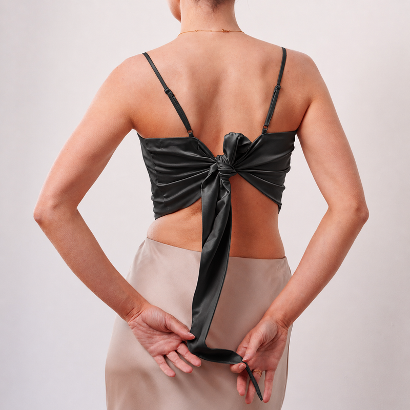 THE ÉLANORA SATIN DRAPE TOP