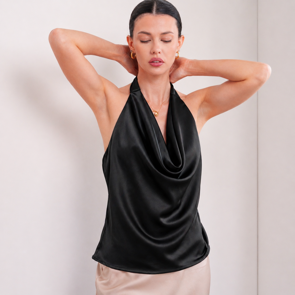 THE ROSÉLLE COWL HALTER TOP
