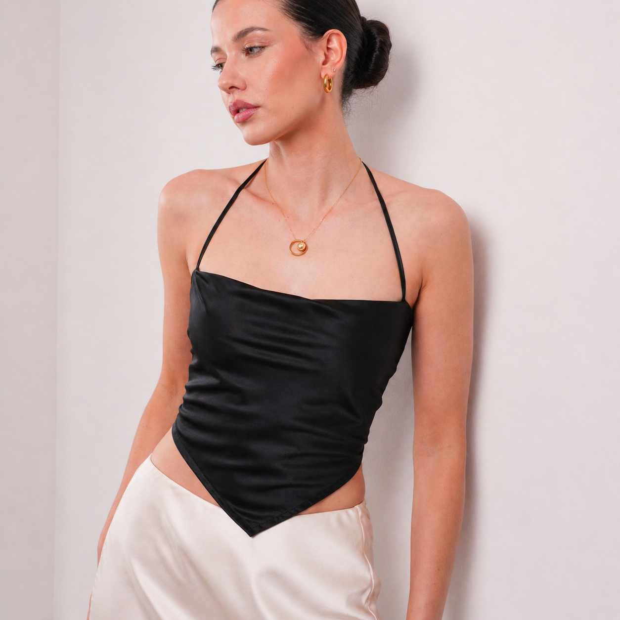 THE ÉRA SATIN HALTER TOP