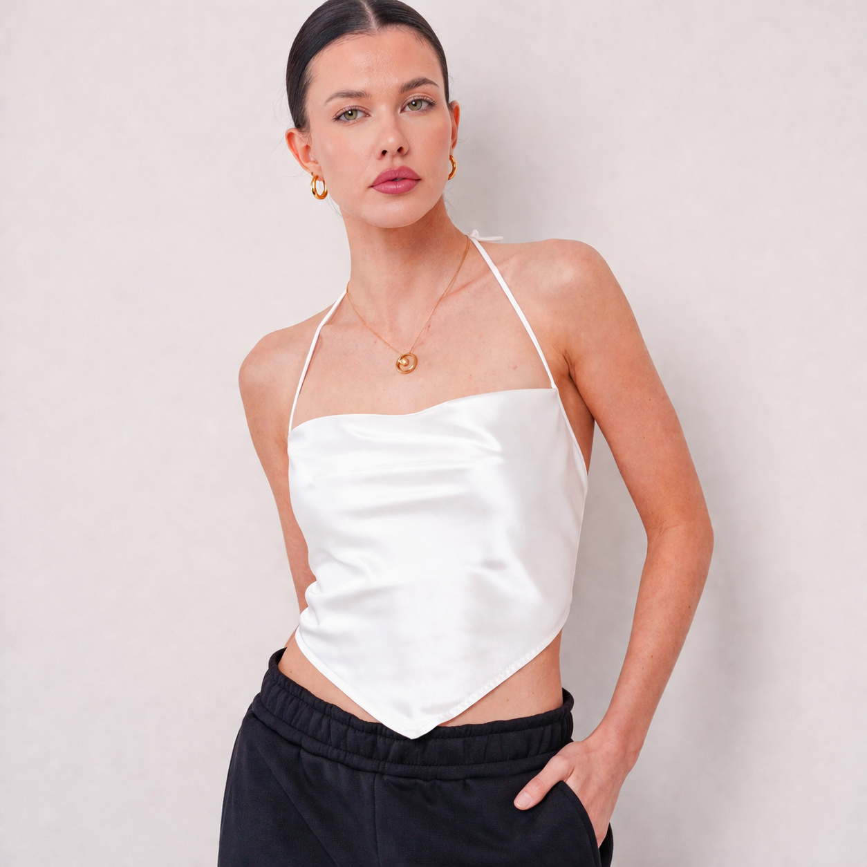 THE ÉRA SATIN HALTER TOP
