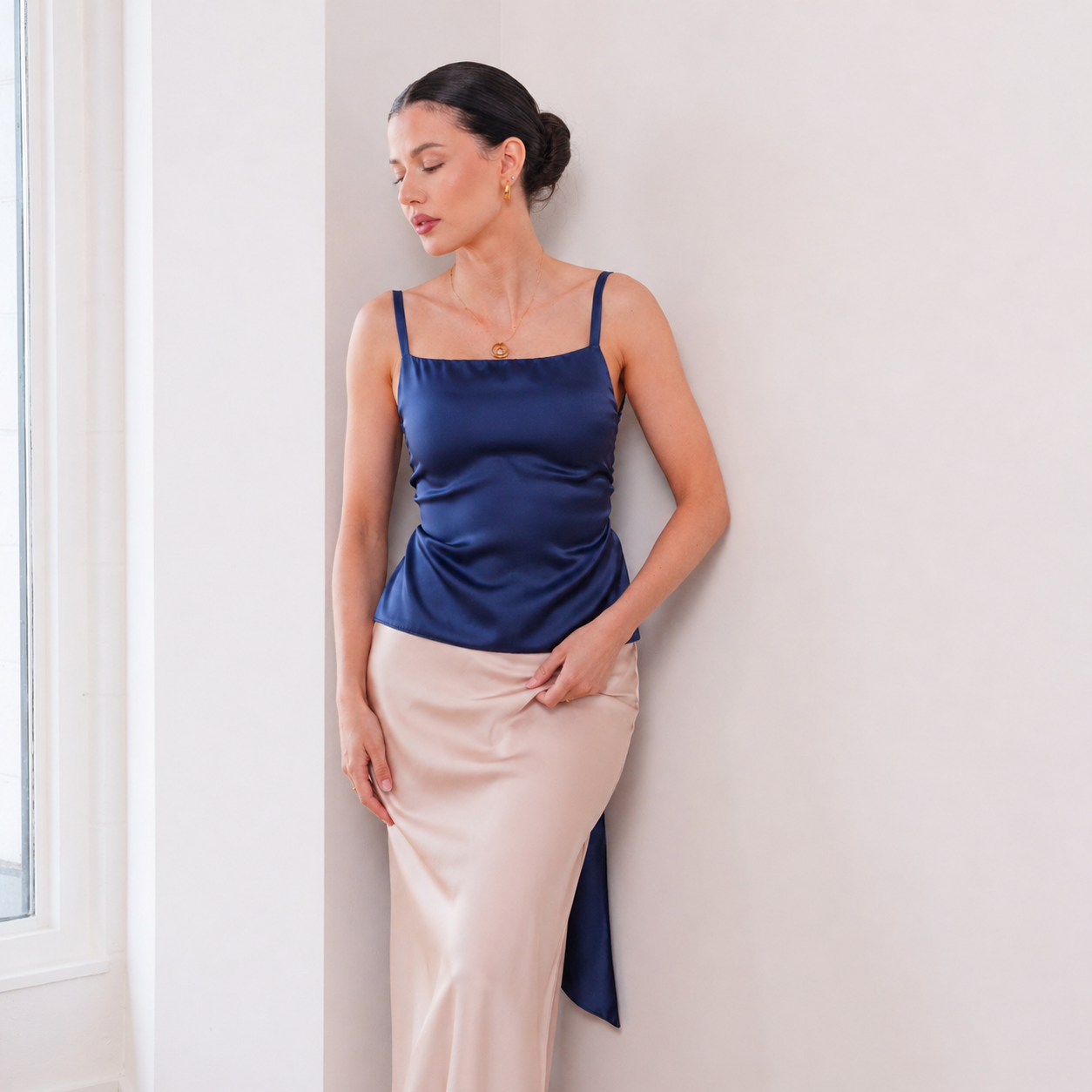 THE LUMIÈRA SATIN TIE-BACK CAMISOLE