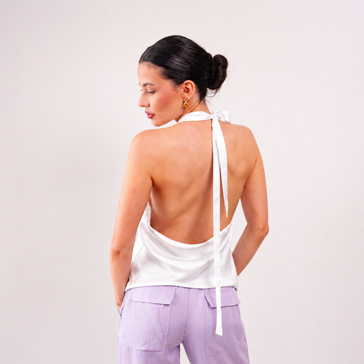 THE ROSÉLLE COWL HALTER TOP
