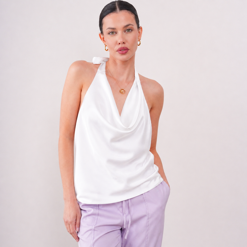 THE ROSÉLLE COWL HALTER TOP
