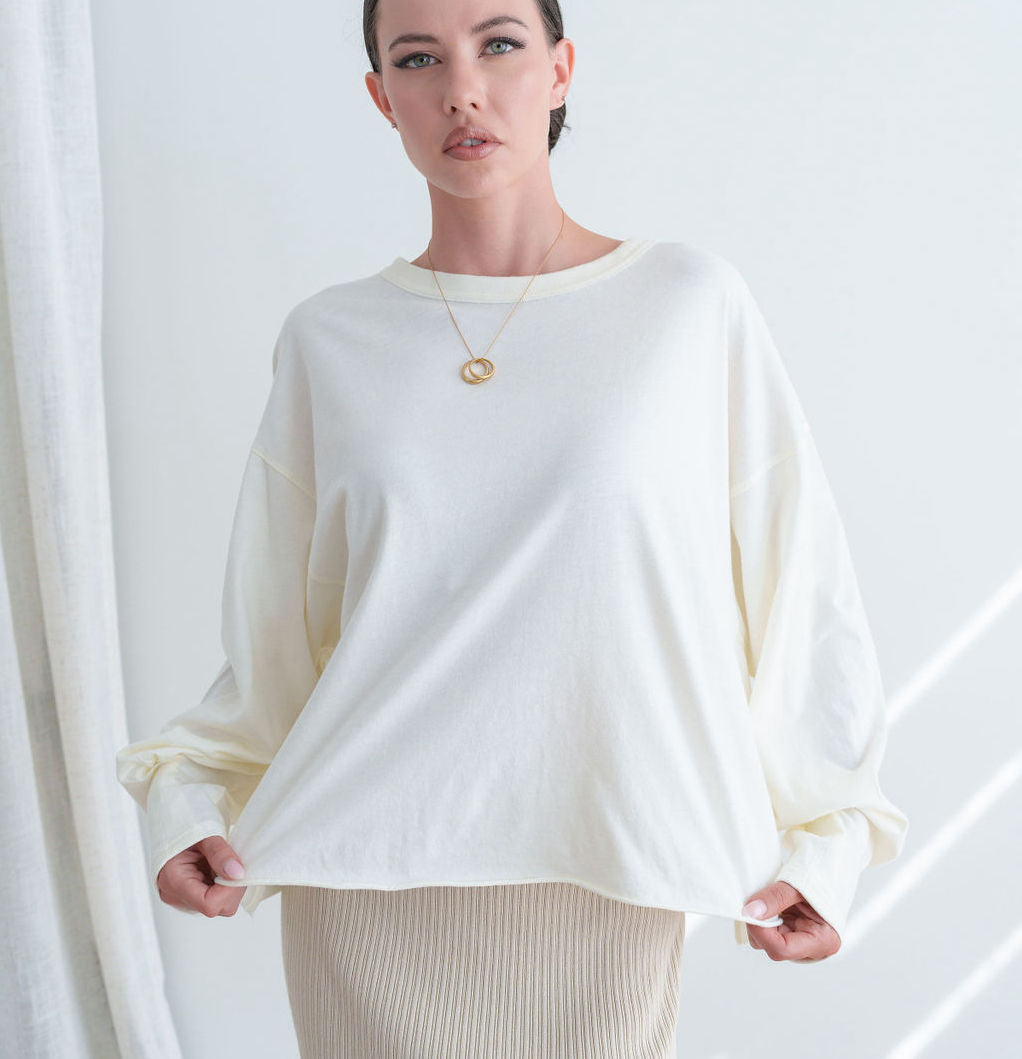 Light Raw Cut Jersey Knit Top