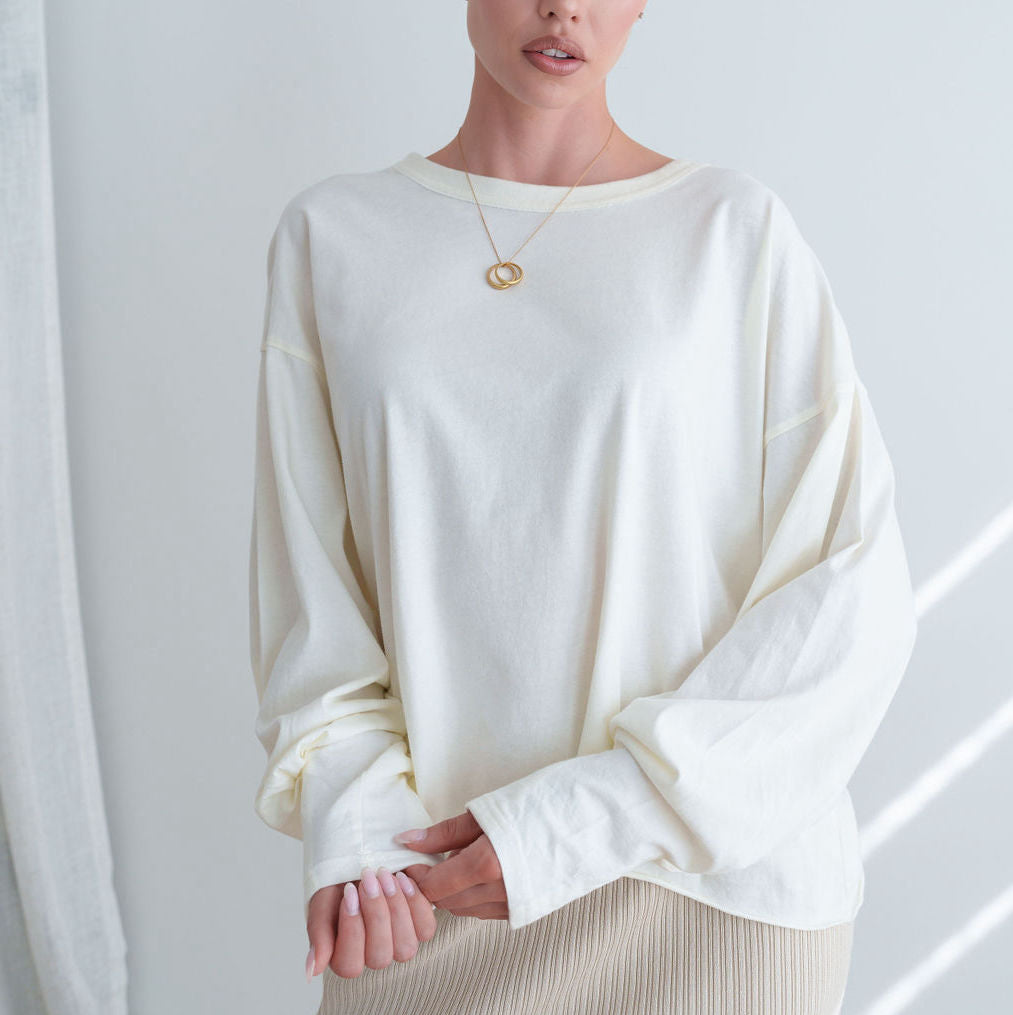 Light Raw Cut Jersey Knit Top