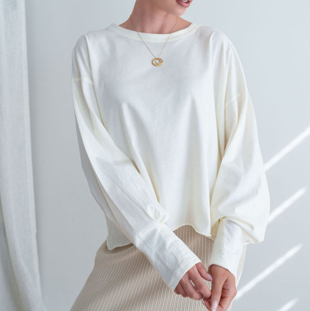 Light Raw Cut Jersey Knit Top