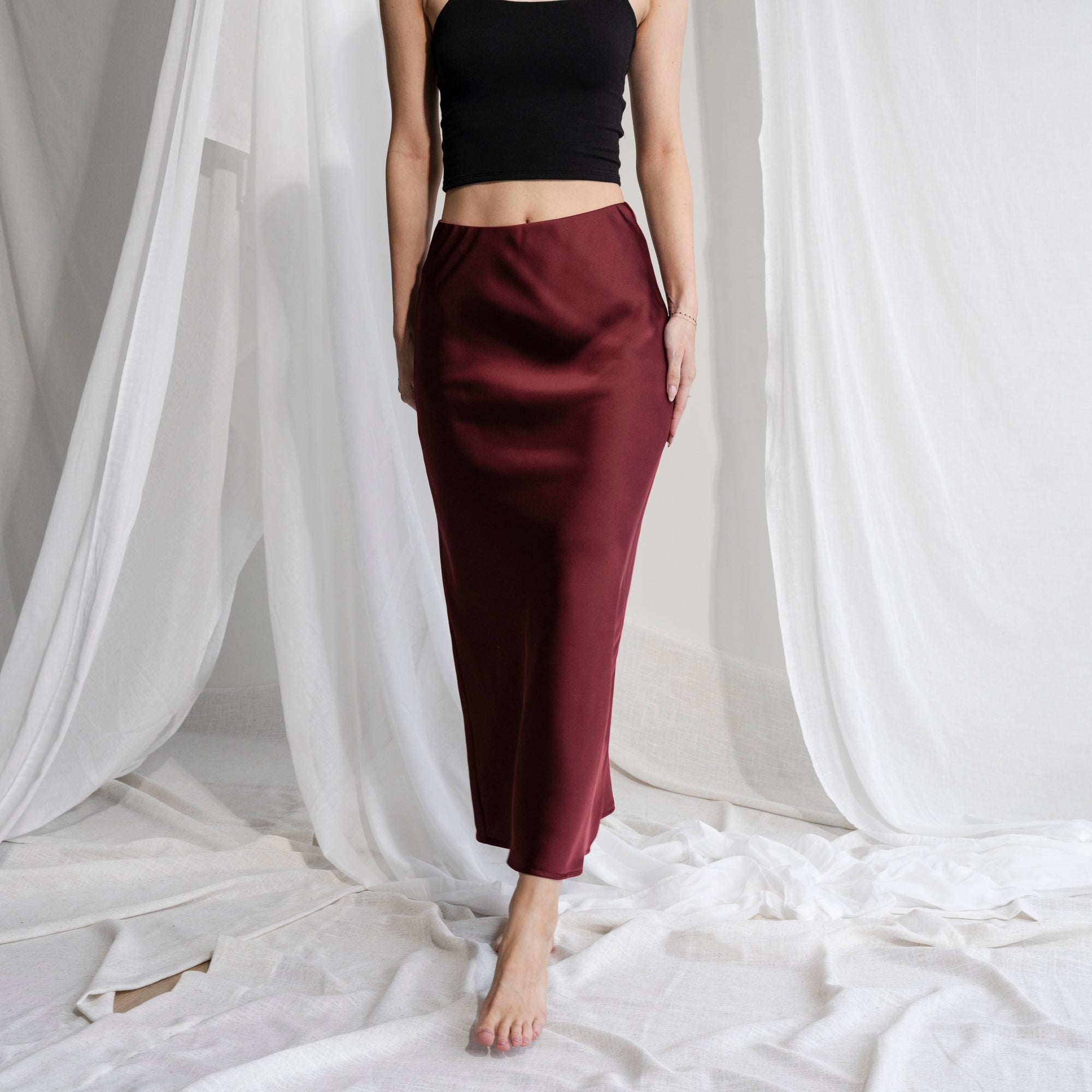 Essential Maxi Skirt in Matte Satin