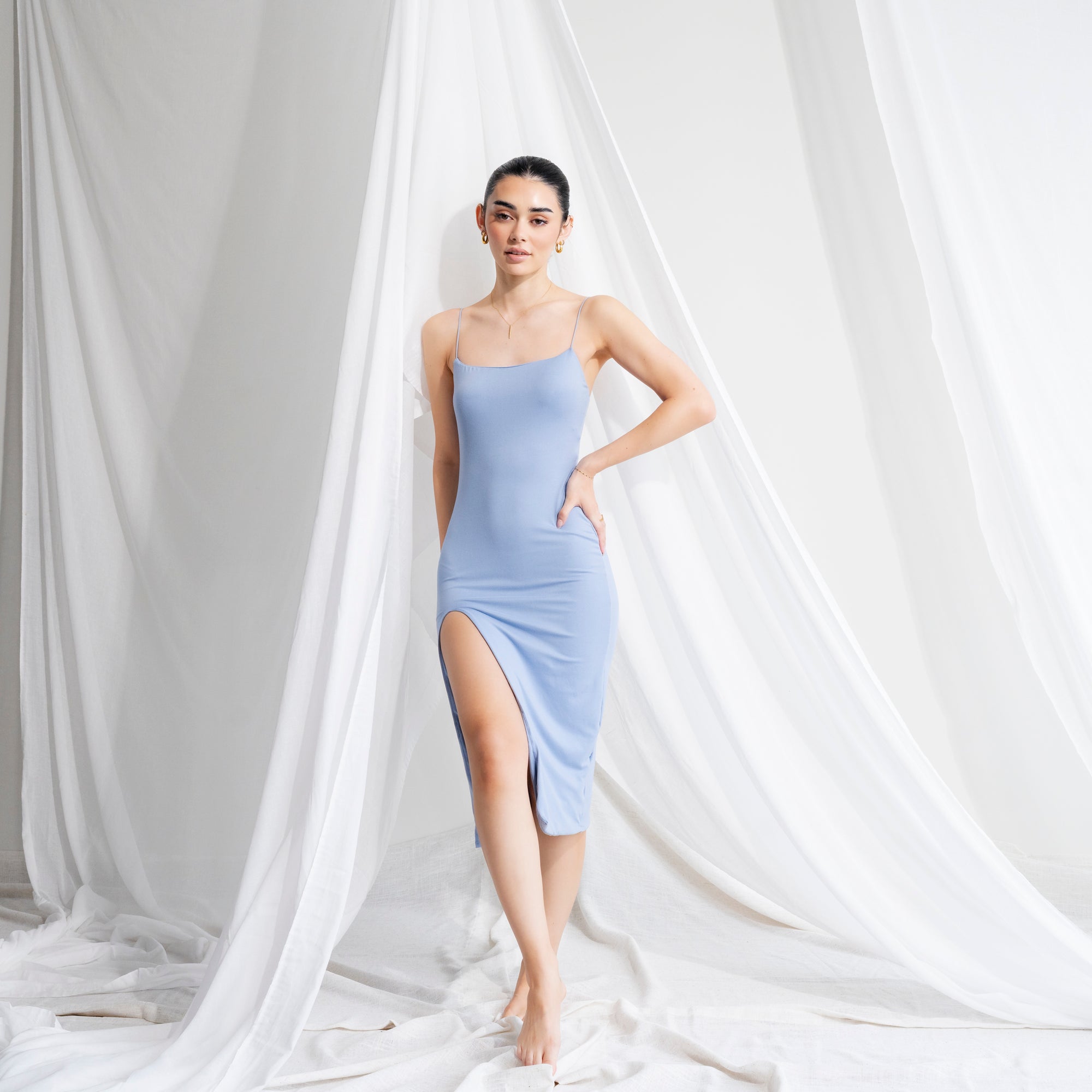 Buttery Midi Dress With Slit