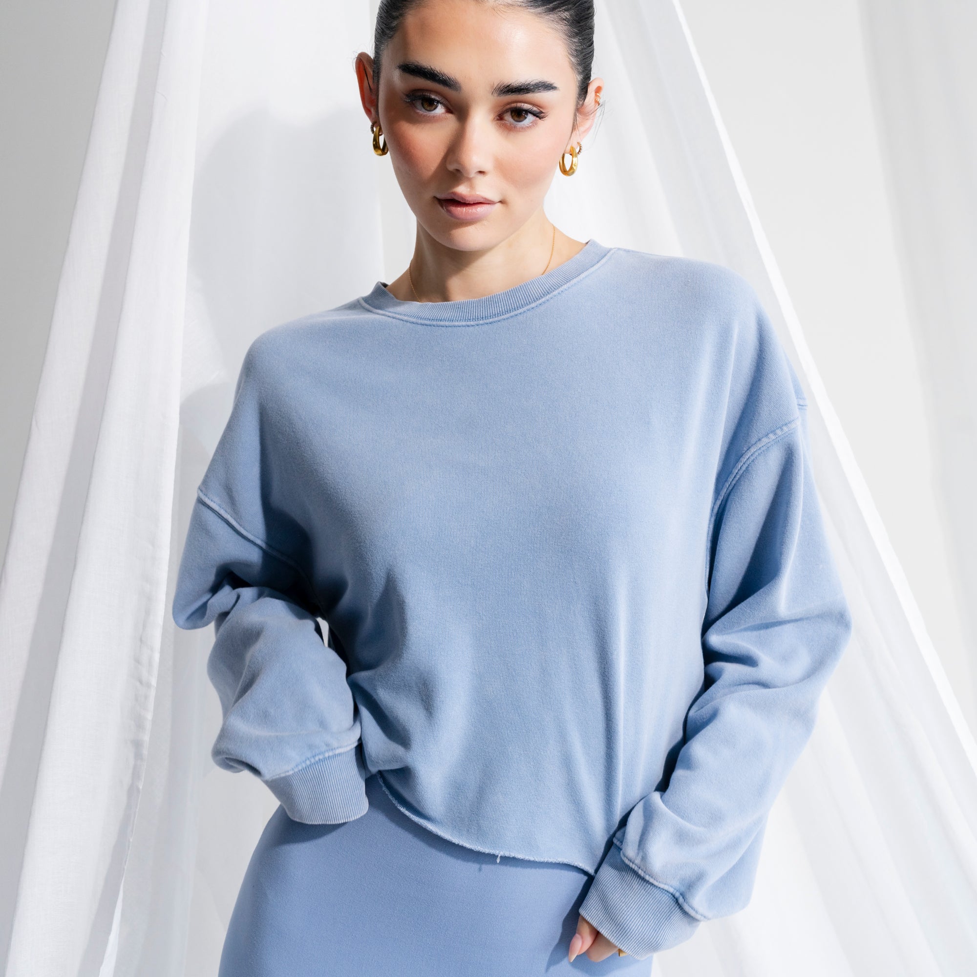 Soft Cotton Sweater in Mineral Washed French Terry