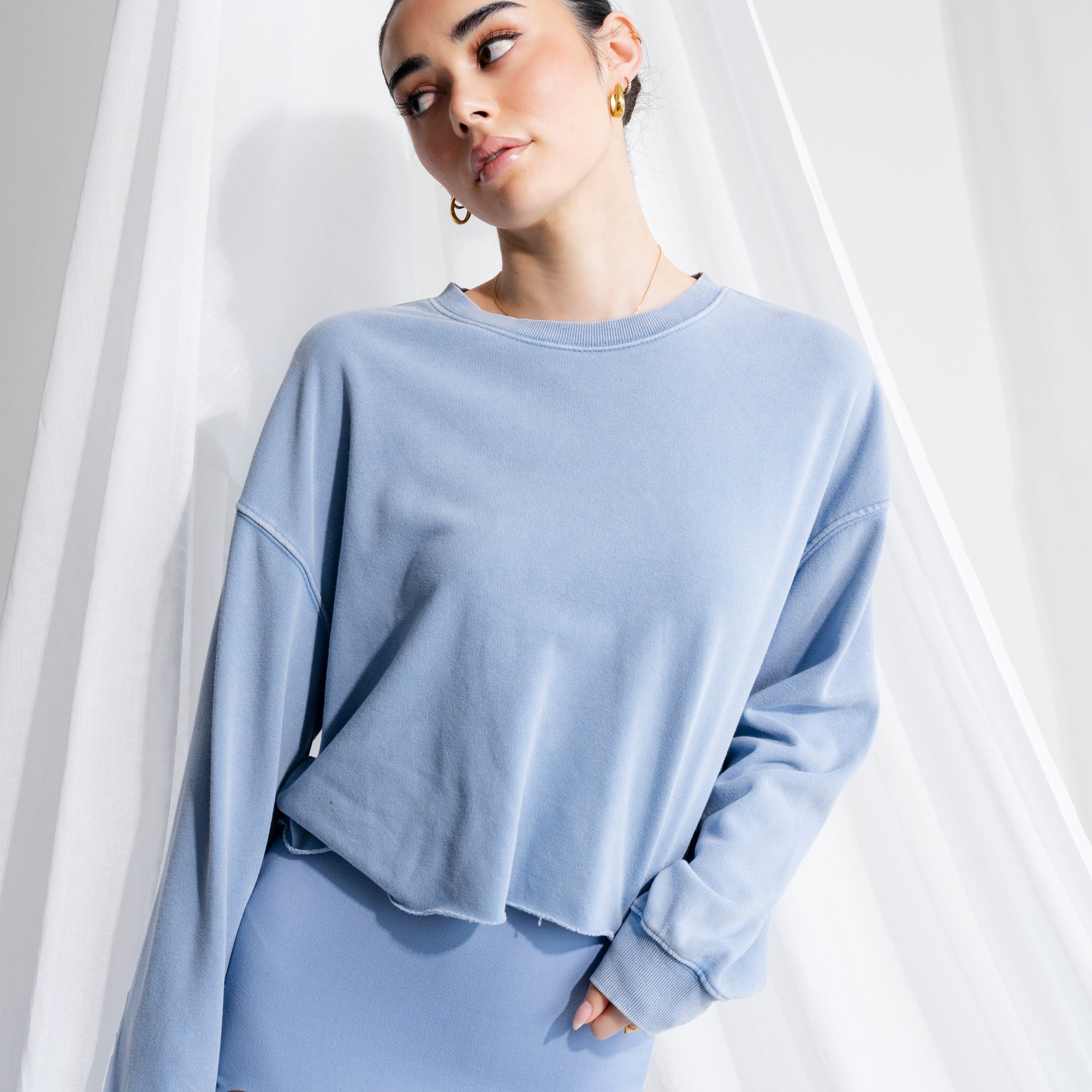 Soft Cotton Sweater in Mineral Washed French Terry