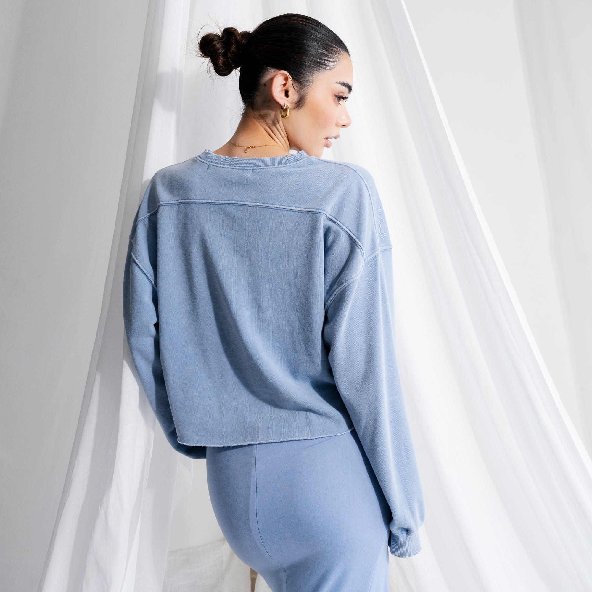 Soft Cotton Sweater in Mineral Washed French Terry