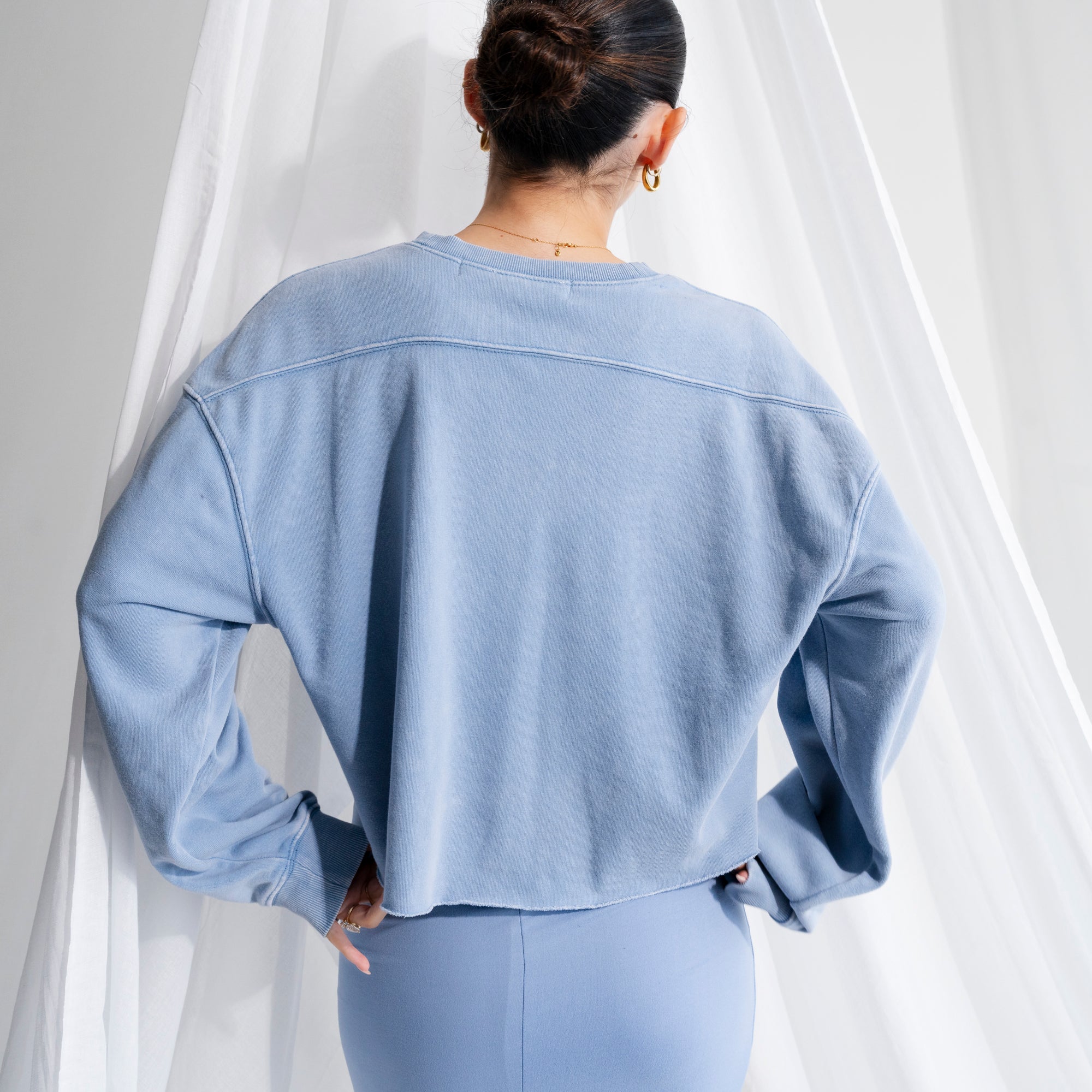 Soft Cotton Sweater in Mineral Washed French Terry