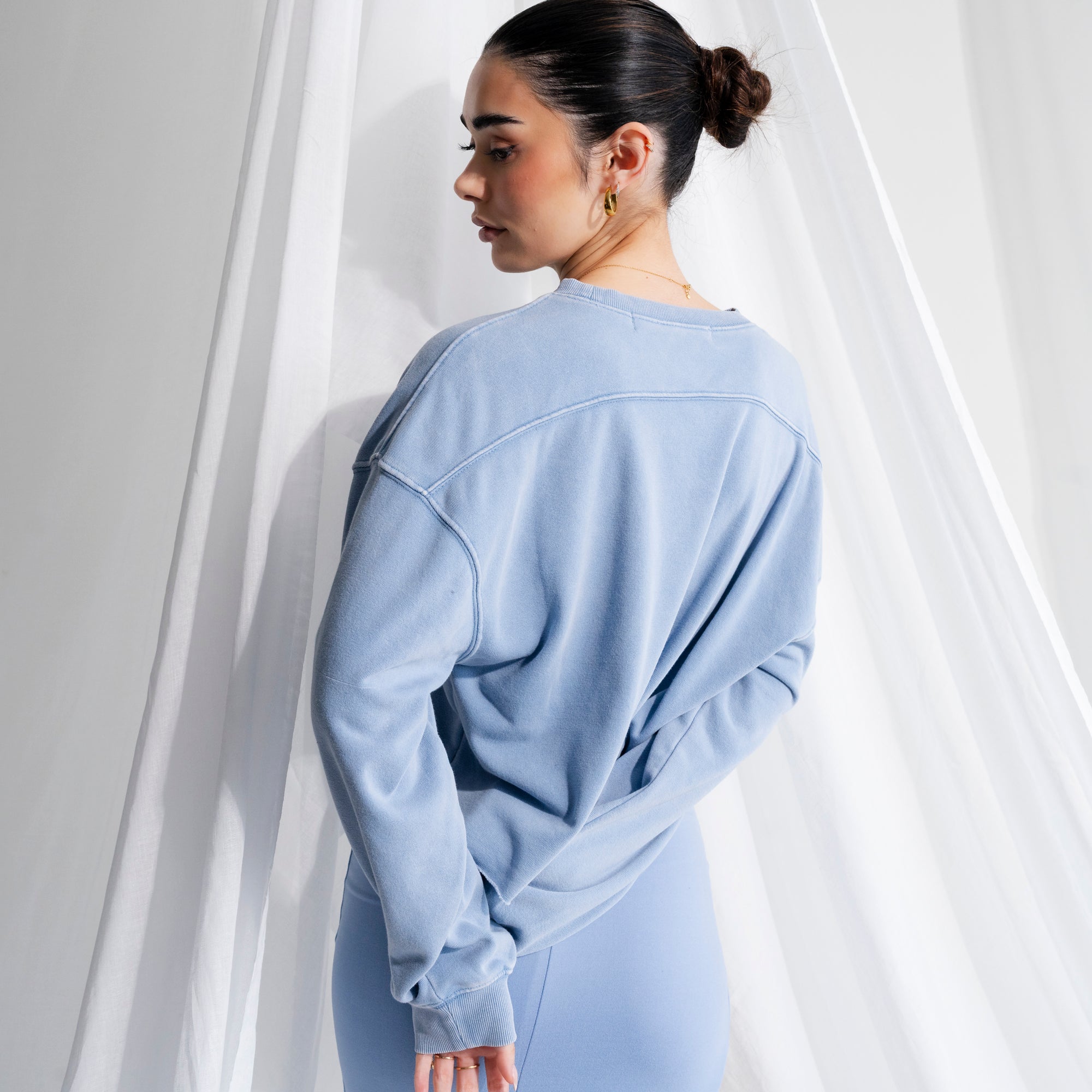 Soft Cotton Sweater in Mineral Washed French Terry