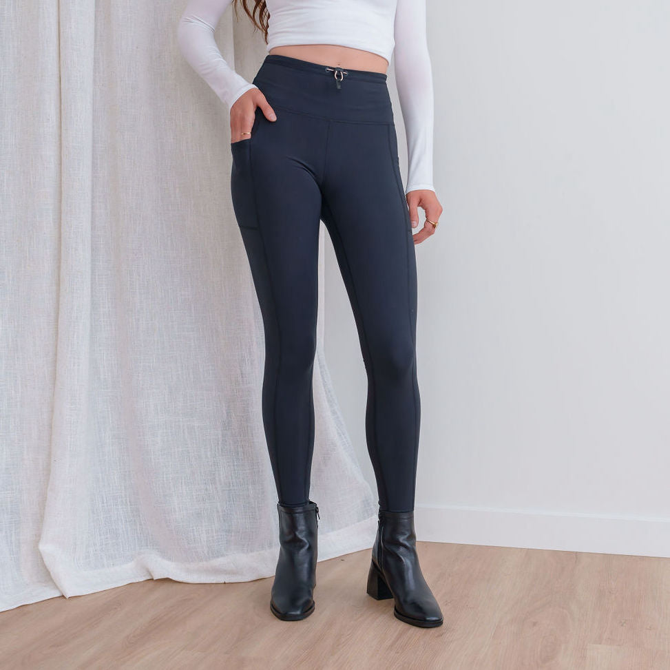 Drawstring Leggings in Black