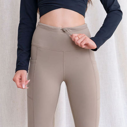 Drawstring Leggings in Taupe