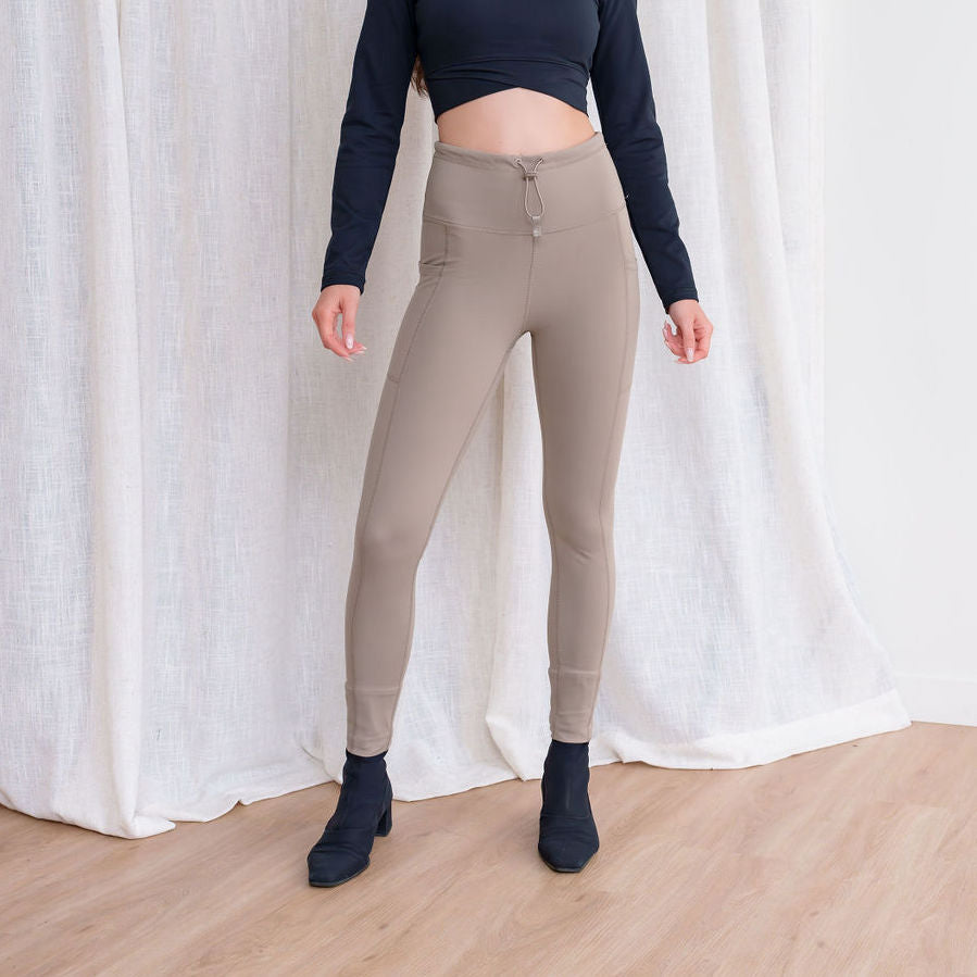 Drawstring Leggings in Taupe