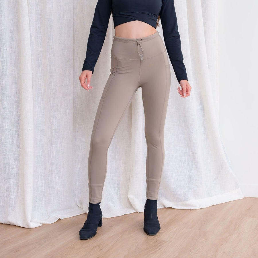 Drawstring Leggings in Taupe