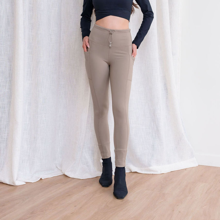 Drawstring Leggings in Taupe
