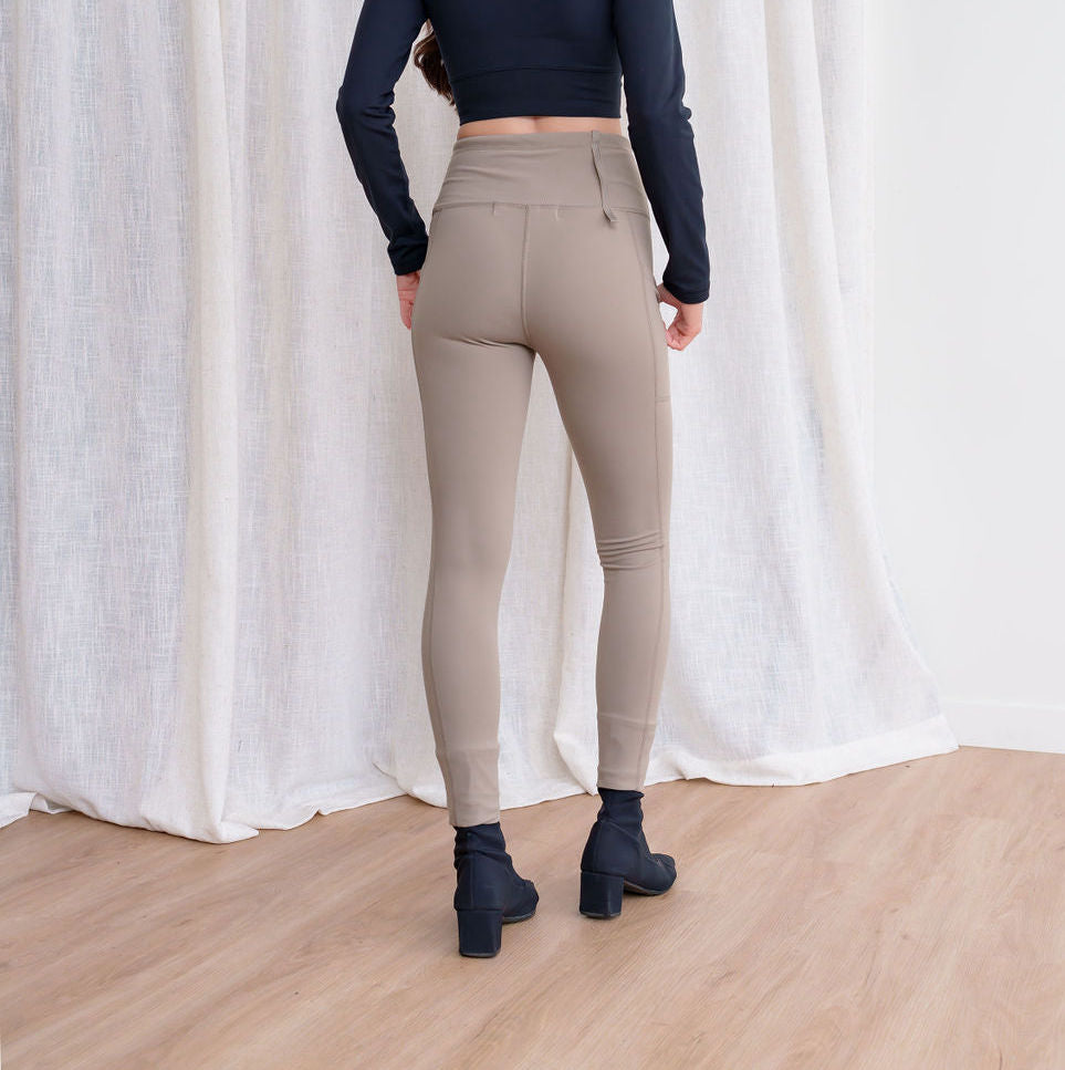 Drawstring Leggings in Taupe