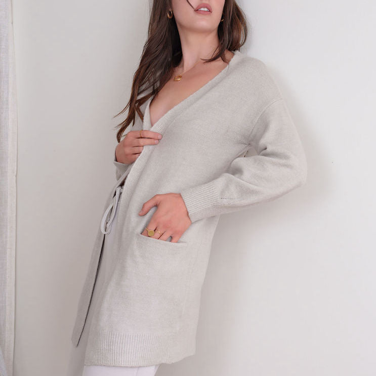 Light Grey Bishop Sleeve Cardigan