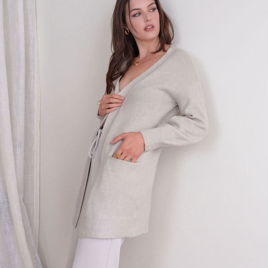 Light Grey Bishop Sleeve Cardigan