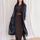 Faux Leather Trench