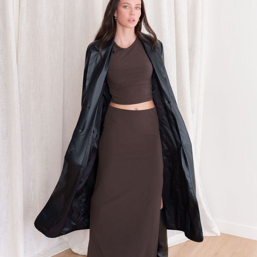 Faux Leather Trench