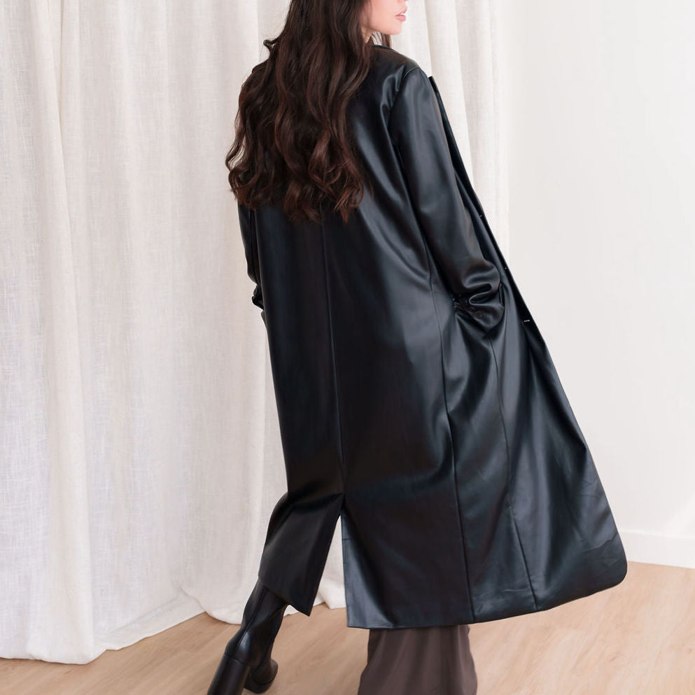 Faux Leather Trench