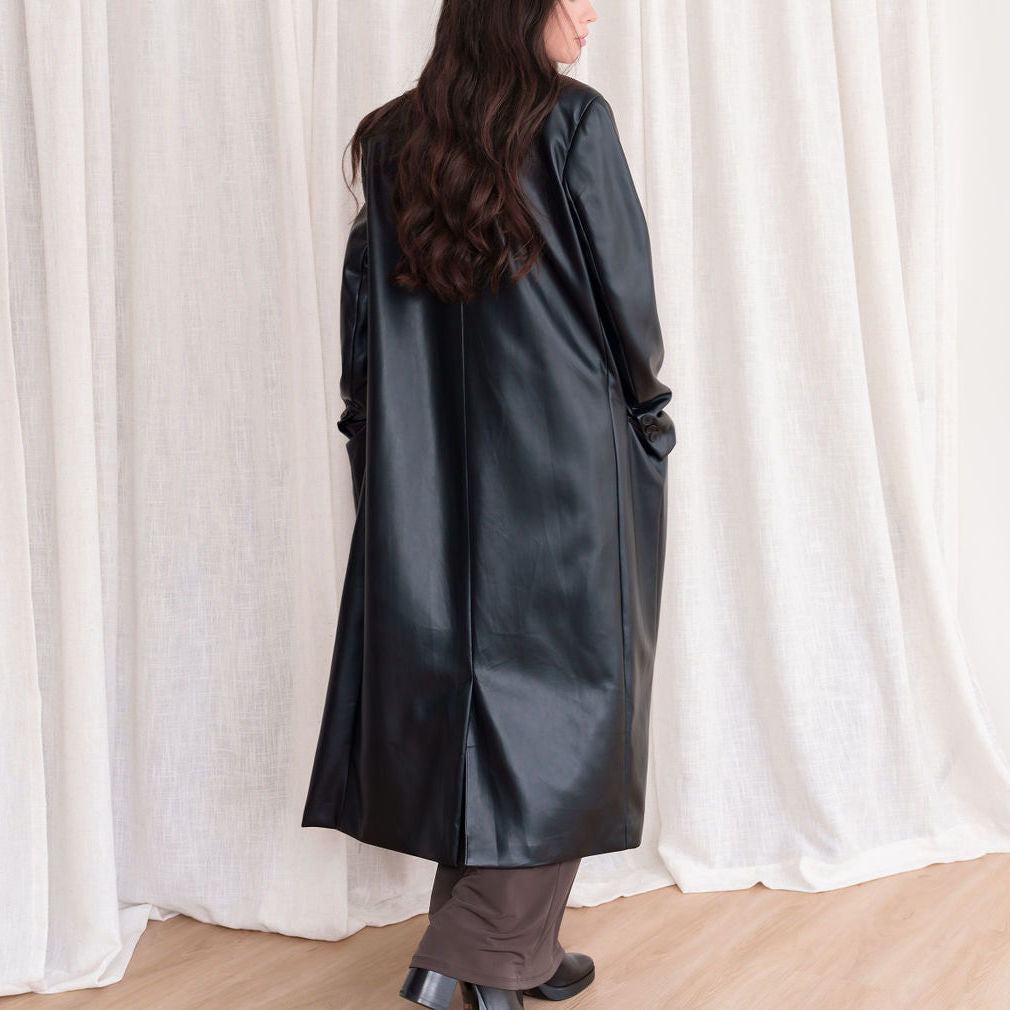 Faux Leather Trench