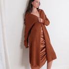 Rust Cardigan Heavy Shawl Cotton Mini Popcorn Texture