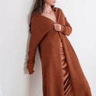 Rust Cardigan Heavy Shawl Cotton Mini Popcorn Texture