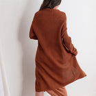 Rust Cardigan Heavy Shawl Cotton Mini Popcorn Texture