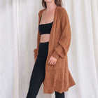 Orange Textured Long Cardigan