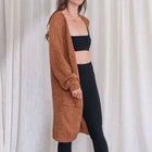 Orange Textured Long Cardigan