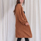 Orange Textured Long Cardigan