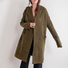 Hooded Heavy Cardigan in Olive
