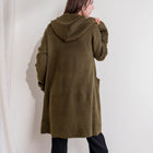 Hooded Heavy Cardigan in Olive
