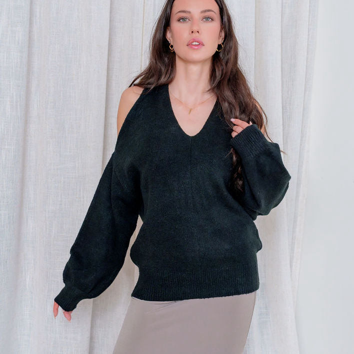 Black Twisted Back Design Sweater