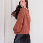 Rust Tunic Sweater With Boat Neck Design