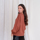 Rust Tunic Sweater With Boat Neck Design