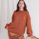 Mock-Neck Oversized Tunic Sweater