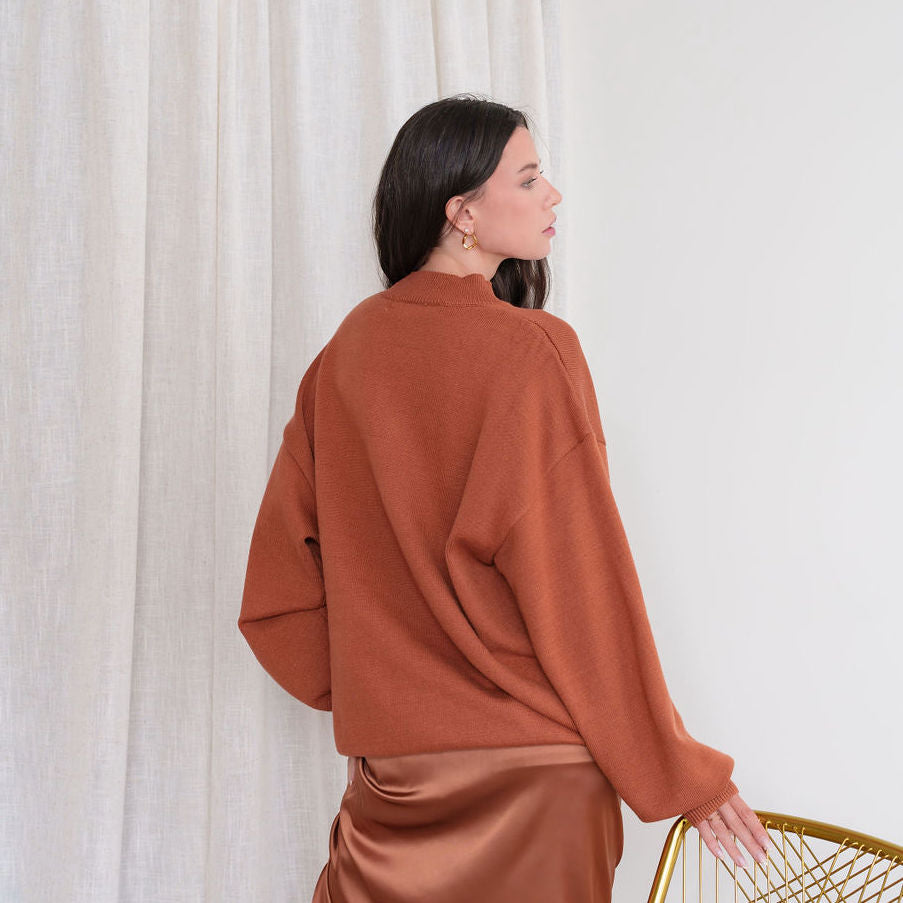 Mock-Neck Oversized Tunic Sweater