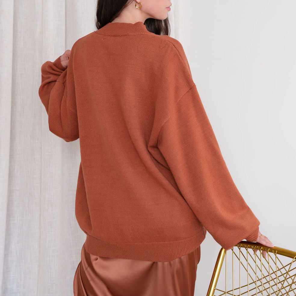 Mock-Neck Oversized Tunic Sweater