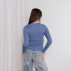 Blue Long Sleeve Crew Neck Top