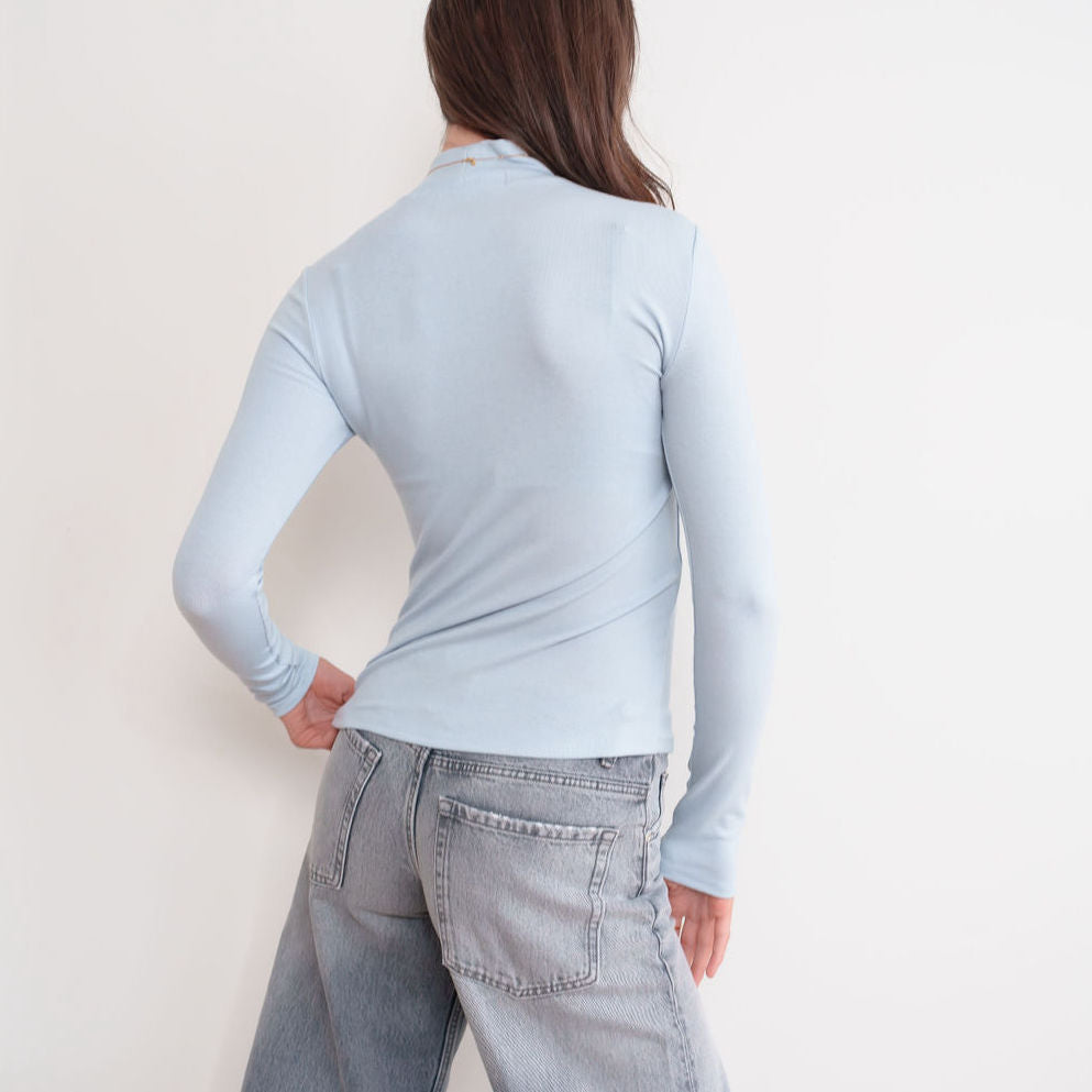 Soft Relaxed Fit Mock Neck Top
