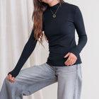 Soft Relaxed Fit Mock Neck Top