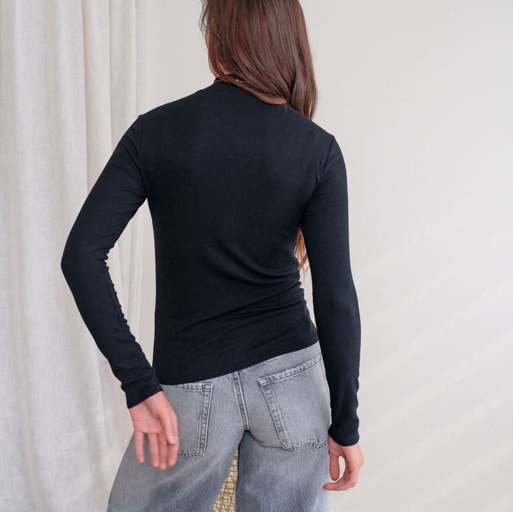 Soft Relaxed Fit Mock Neck Top