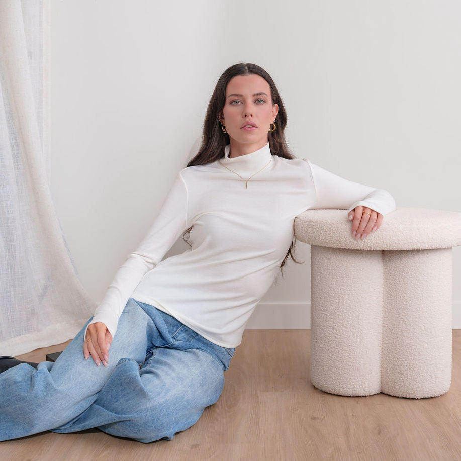 Soft Relaxed Fit Mock Neck Top